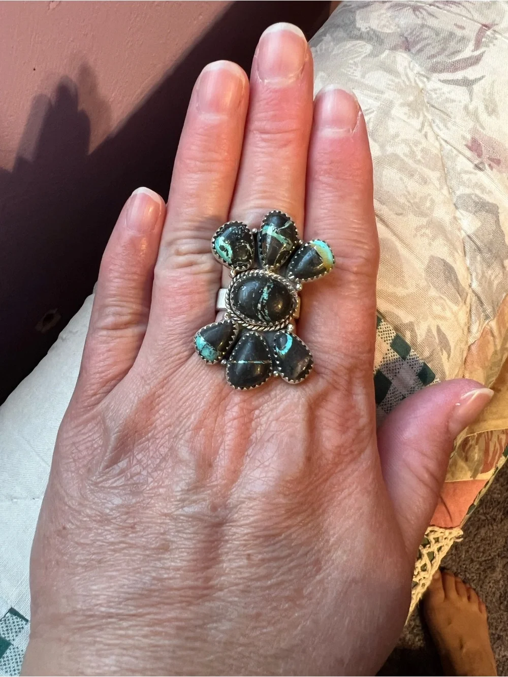 Sterling blackjack cluster ring